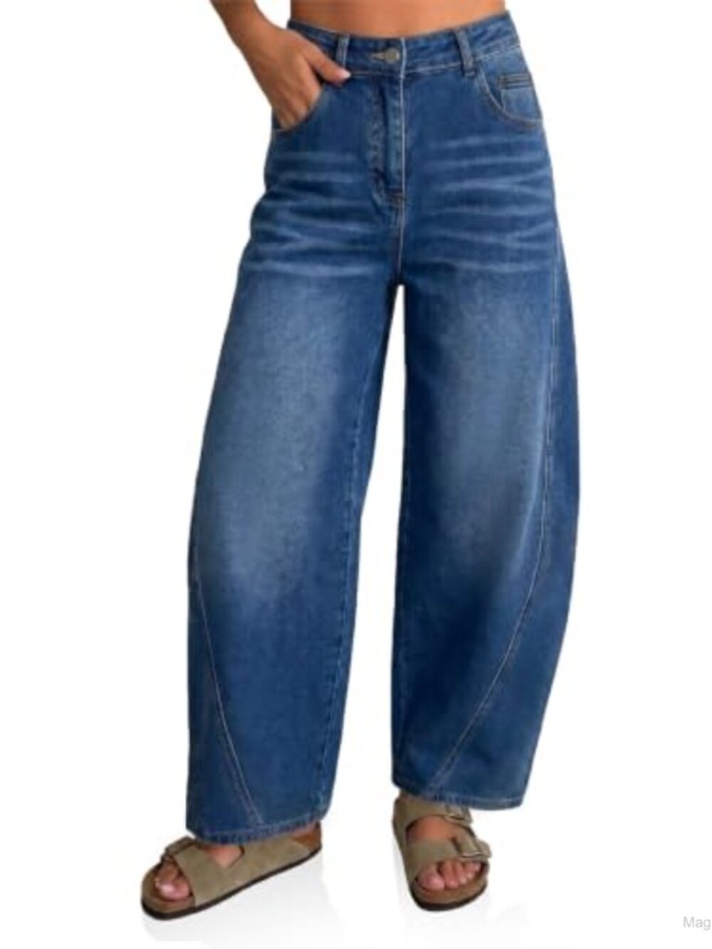 Women's High Rise Wide Leg Cropped Jeans Stretch Denim Casual